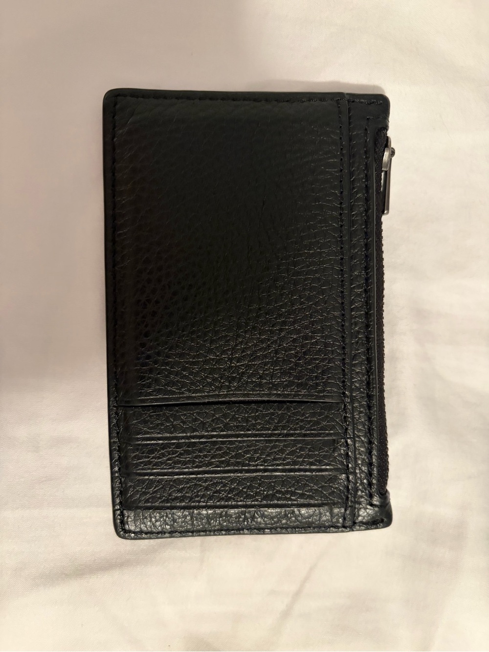 Coach Black Leather Card Holder Wallet Zip Coin Case Minimalist Slim Wallet - Picture 2 of 2